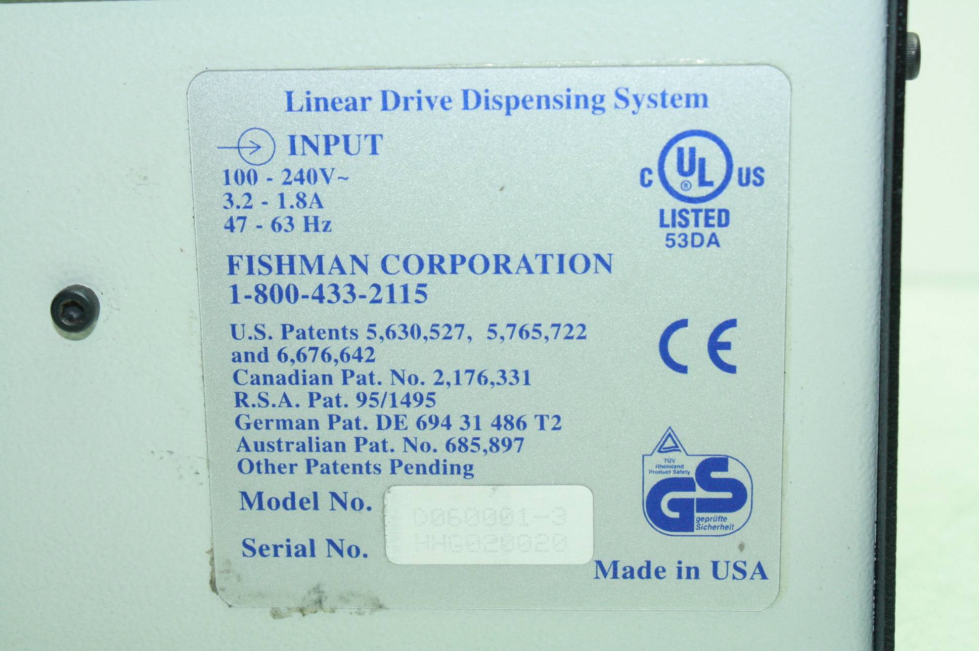 Fishman LDS9000 Linear Drive Dispensing System with SDAV Dispenser eBay