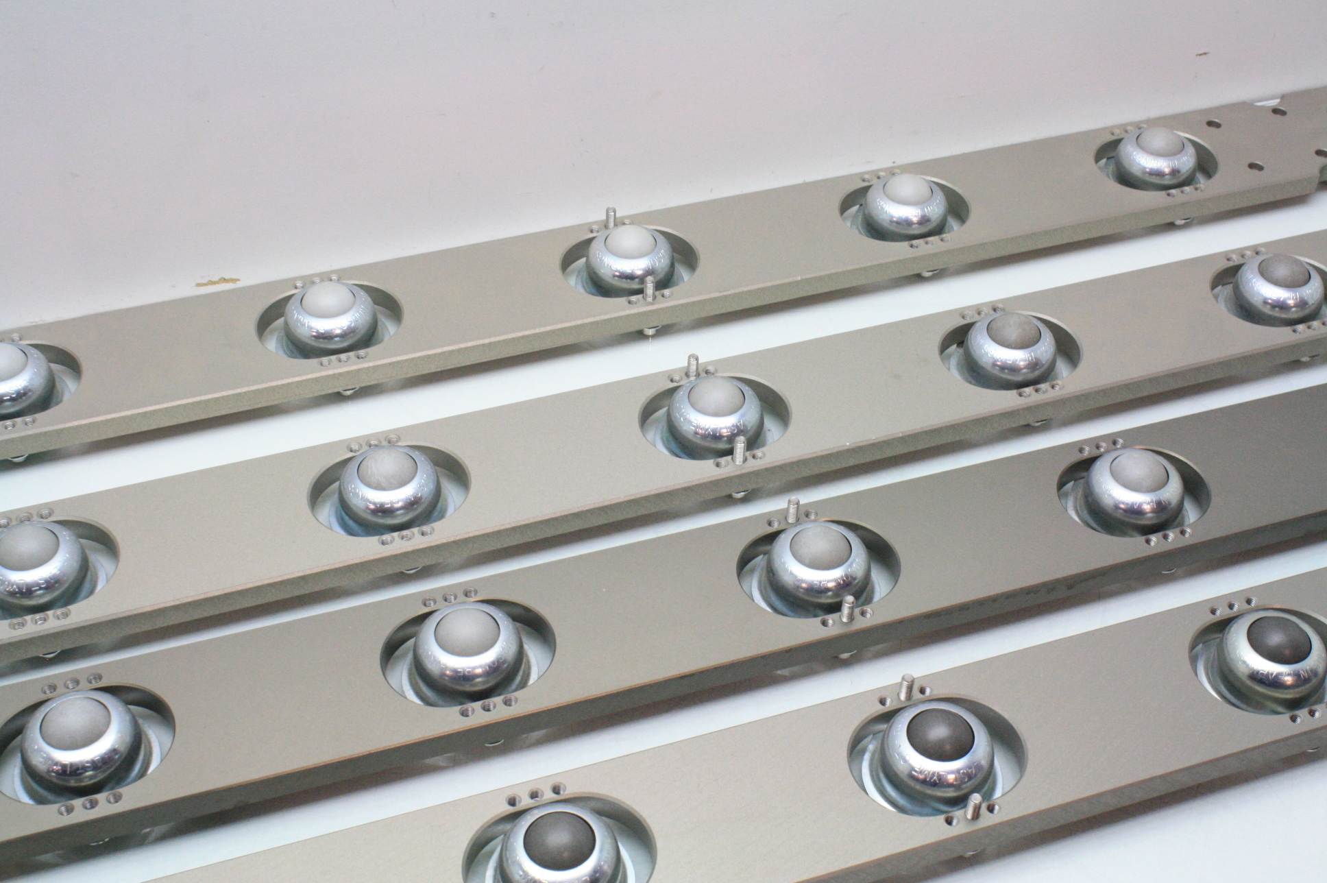 Lot of 44 Hudson Ball Transfer Conveyor Bearings on Aluminum Mounting