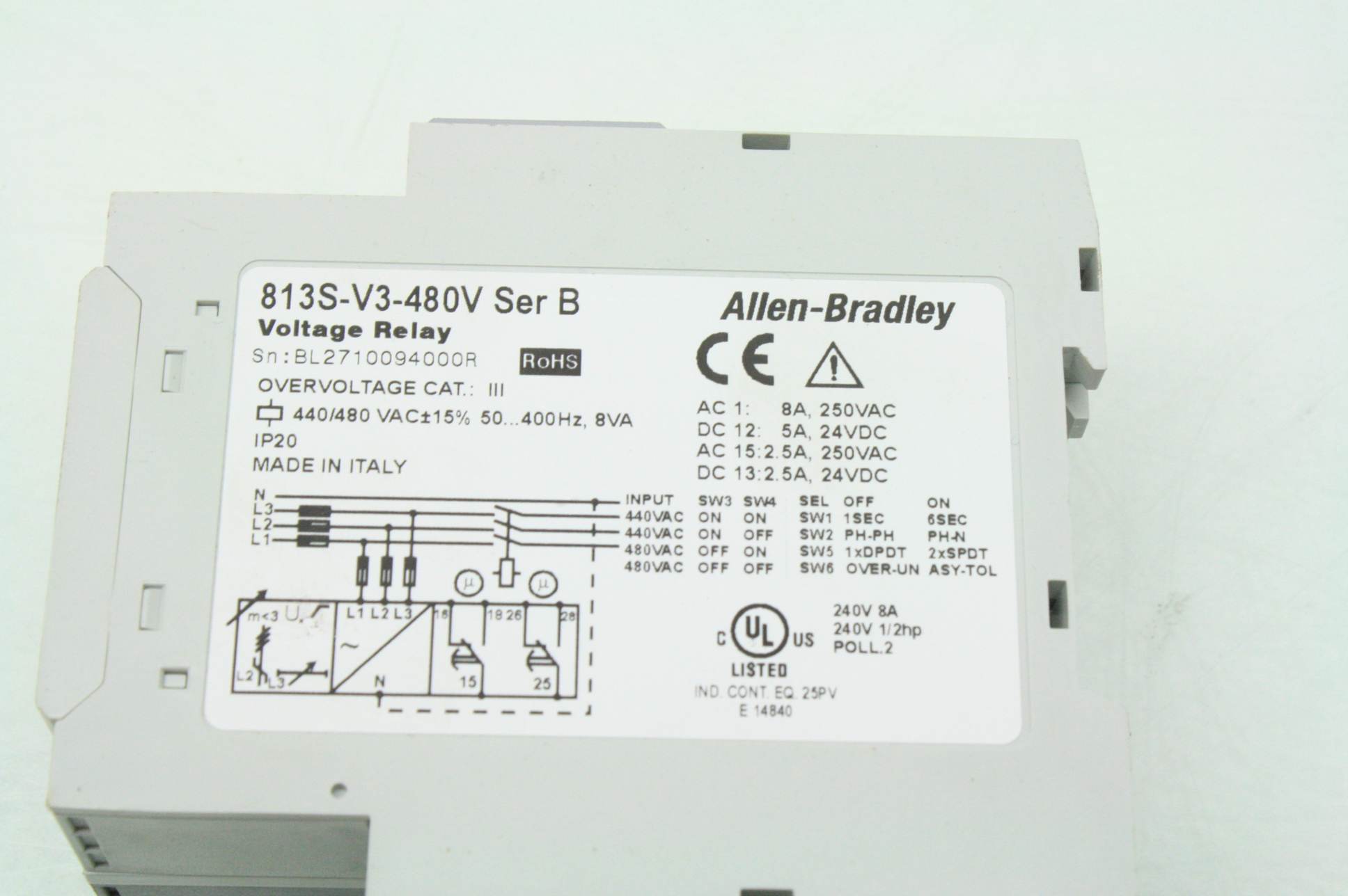 Allen Bradley 813SV3480V Voltage Relay 440480 Volts eBay